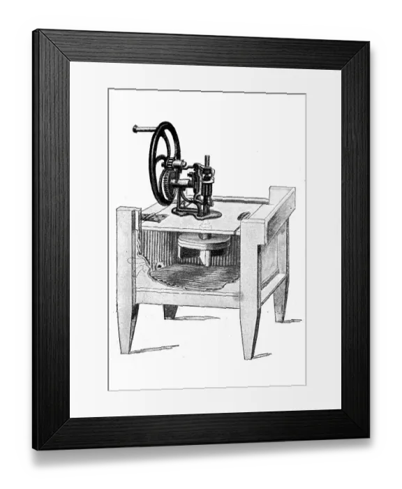 Framed Print : Washing machine with ascending and descending stamp and grooved interior walls