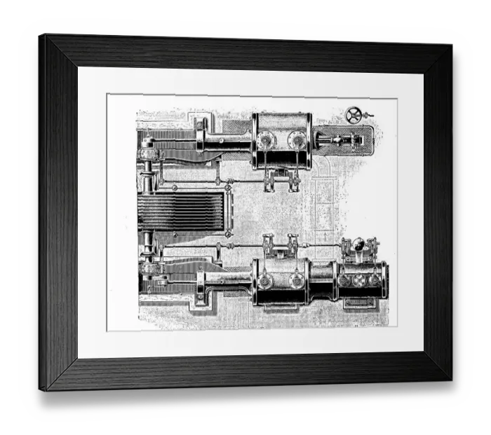 Framed Print : Horizontal triple-expansion steam engine with Elsner control from the Goerlitz machine factory