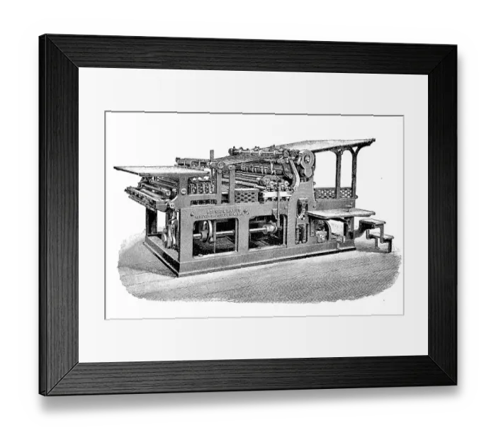 Framed Print : Printing technique, two-tour press for factory printing Framed Print : Printing technique, two-tour press for factory printing