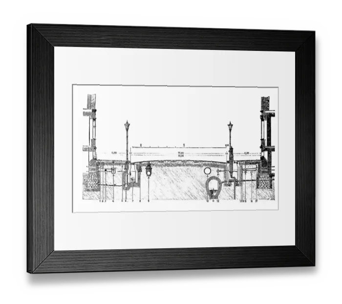 Framed Print : Section through a street in Berlin