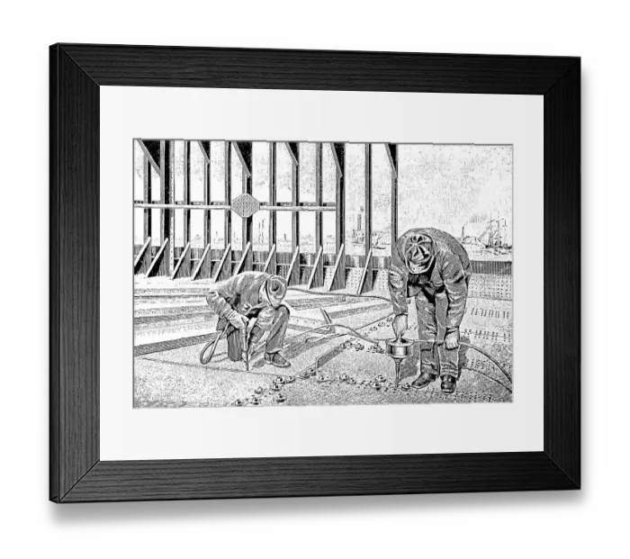 Framed Print : Drilling machines with compressed air drive in 1895 Framed Print : Drilling machines with compressed air drive in 1895