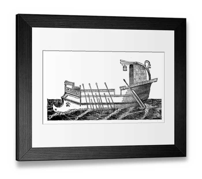 Framed Print : T, trireme, triple oarsman, was an oar-driven warship of antiquity Framed Print : T, trireme, triple oarsman, was an oar-driven warship of antiquity