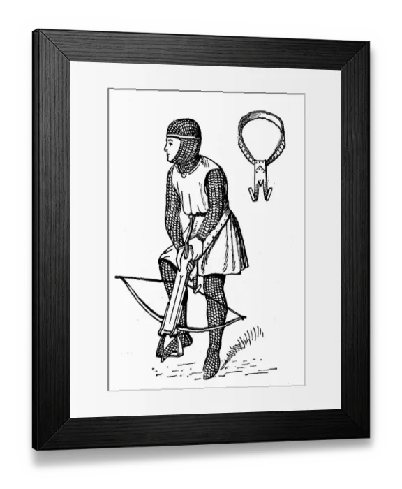 Framed Print : Knight cocking a crossbow, digitally restored reproduction of an original from the 19th century