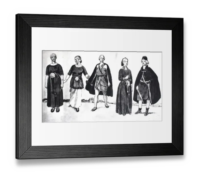 Framed Print : Clothing of the Germanic tribes