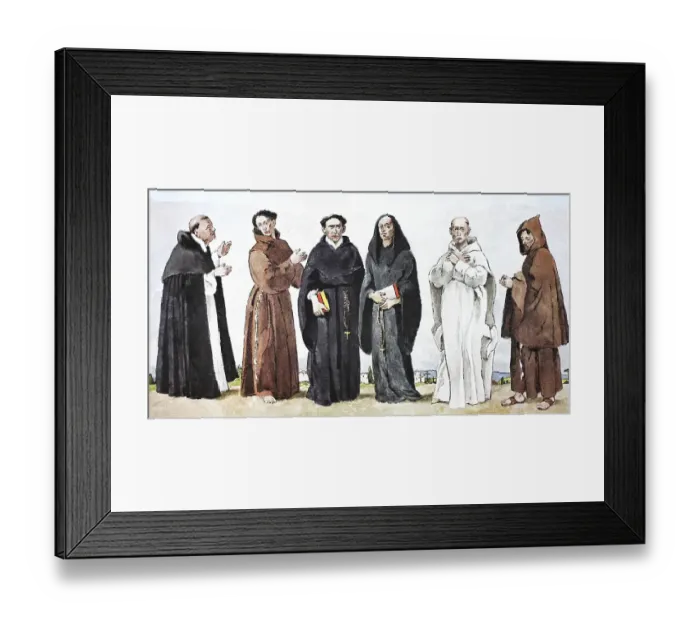 Framed Print : Clothing, fashion of the monastic orders in the Middle Ages Framed Print : Clothing, fashion of the monastic orders in the Middle Ages