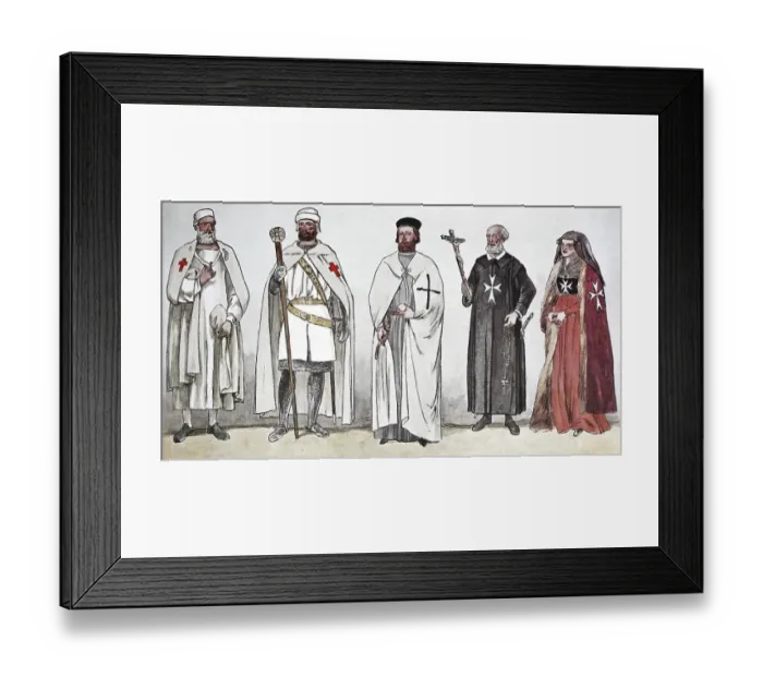 Framed Print : Clothing, fashion of the clerical knights in the Middle Ages