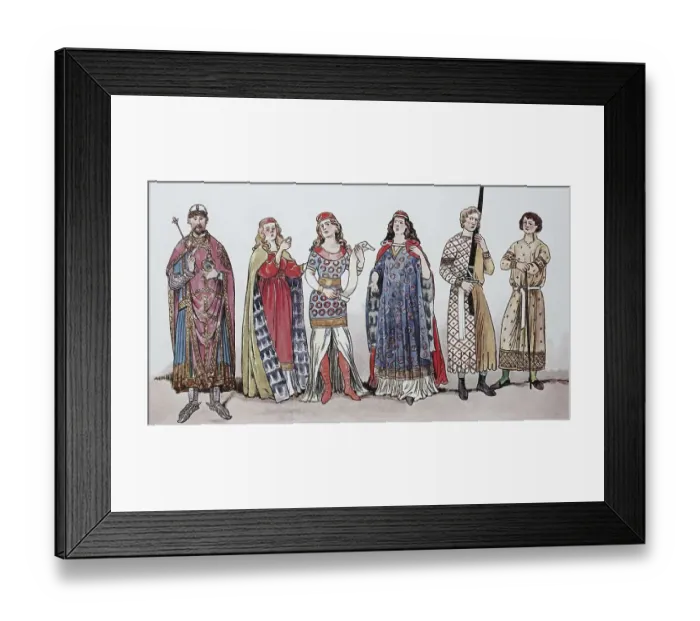 Framed Print : M, men and woman in the 11th to 12th centuries Framed Print : M, men and woman in the 11th to 12th centuries
