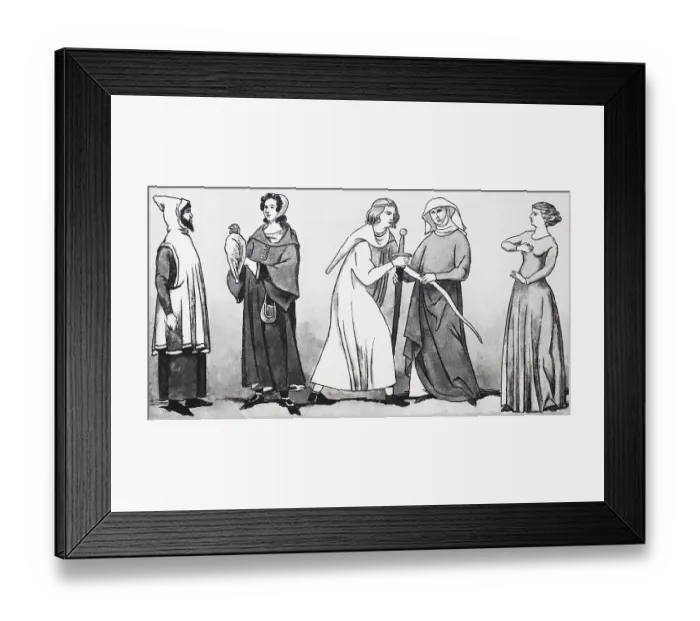 Framed Print : Clothing, in the Middle Ages, in the 9th 14th century