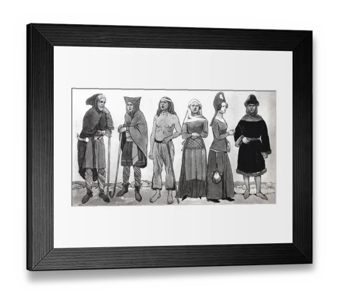 Framed Print : Clothing, Norman and Anglo-Saxon fashion of the 11th to 14th centuries