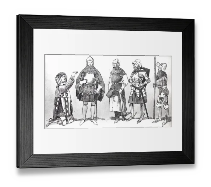 Framed Print : Clothing, fashion, knightly costumes in the late Middle Ages Framed Print : Clothing, fashion, knightly costumes in the late Middle Ages