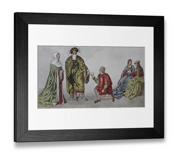 Framed Print : Clothing, from 1485-1510, peasant uniforms