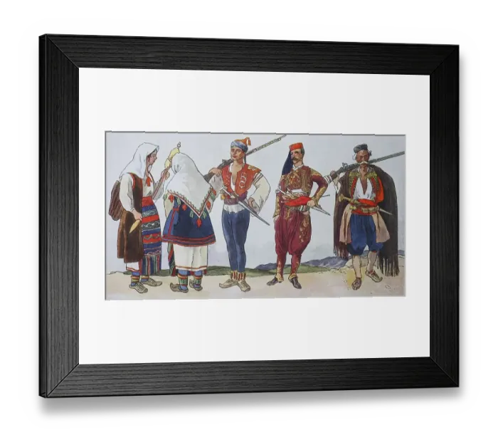 Framed Print : Fashion, clothing in Southern Slavia around the 19th century