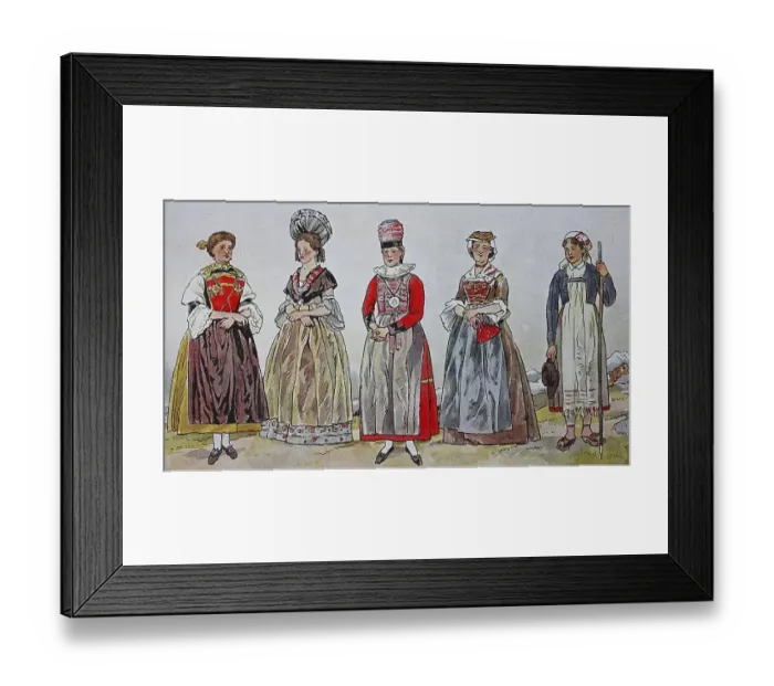 Framed Print : Fashion, mid 19th century, from left