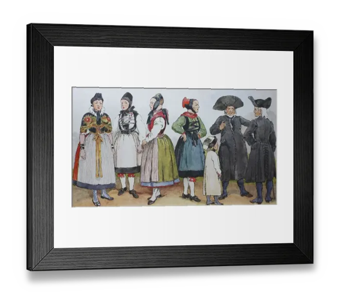Framed Print : Fashion, clothing in Germany, traditional costumes from Hesse Framed Print : Fashion, clothing in Germany, traditional costumes from Hesse