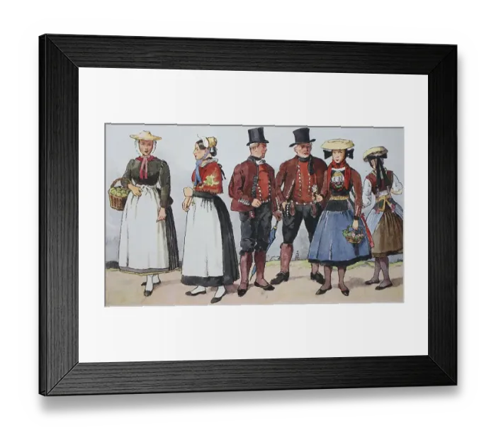 Framed Print : Fashion, clothing in Germany, traditional costumes from Hamburg around the 19th century Framed Print : Fashion, clothing in Germany, traditional costumes from Hamburg around the 19th century