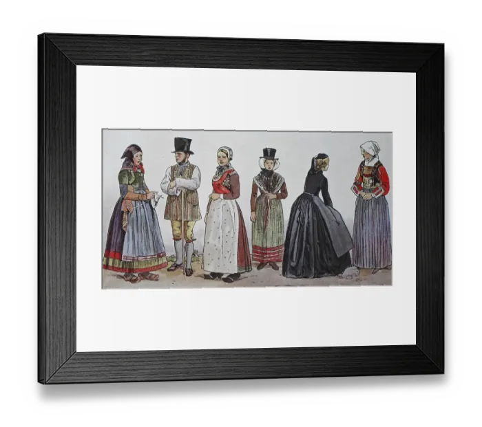 Framed Print : Fashion, clothing in Denmark, folk costumes in modern history