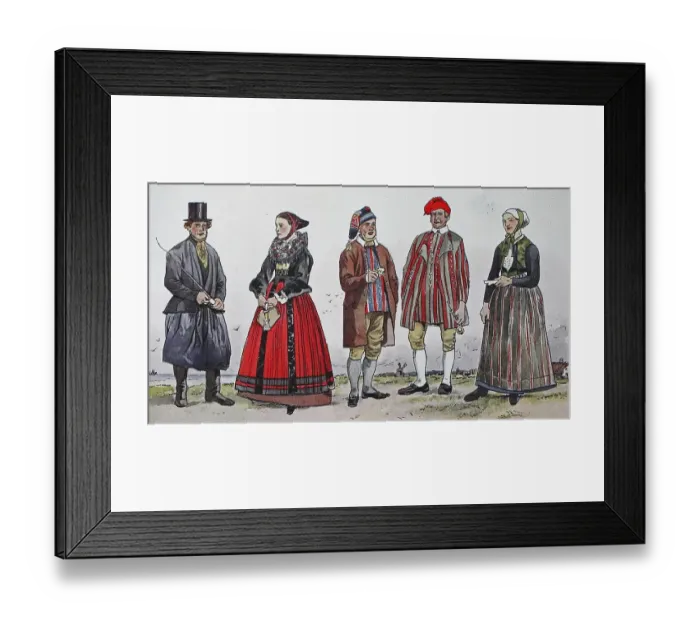 Framed Print : Fashion, clothing in Denmark, folk costumes in modern history