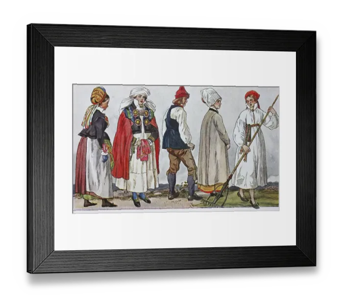Framed Print : Fashion, clothing, costumes in Sweden around the 19th century Framed Print : Fashion, clothing, costumes in Sweden around the 19th century