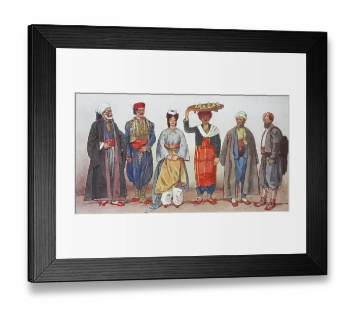 Framed Print : Fashion, man from Monastir, e Turkish harem lady er Instabul Framed Print : Fashion, man from Monastir, e Turkish harem lady er Instabul