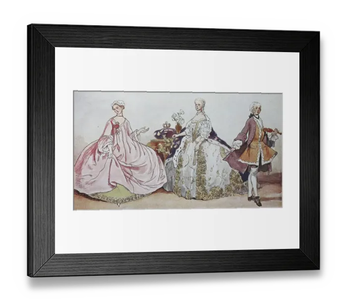 Framed Print : Fashion, clothing, traditional costumes in France at the time of the Rococo around 1730-1745