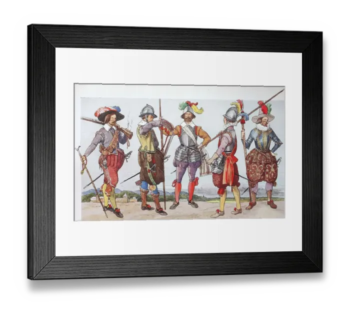 Framed Print : Fashion, Clothing in Europe, War Costumes of the Thirty Years War Framed Print : Fashion, Clothing in Europe, War Costumes of the Thirty Years War