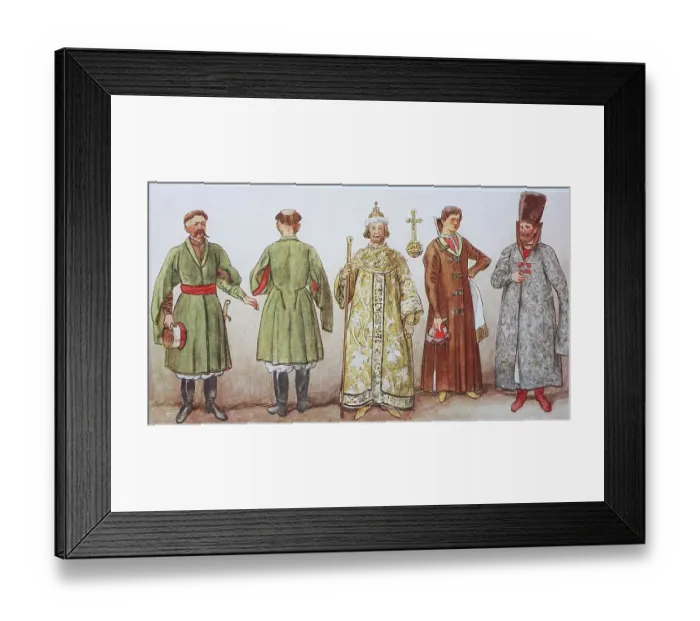 Framed Print : Fashion, clothing in Russia in the 16th 17th century