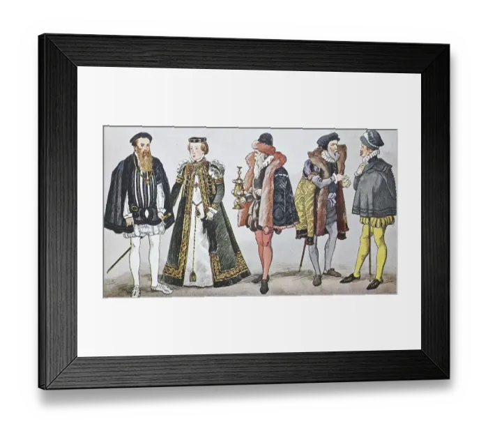 Framed Print : Fashion, during the Spanish around 1550-1600