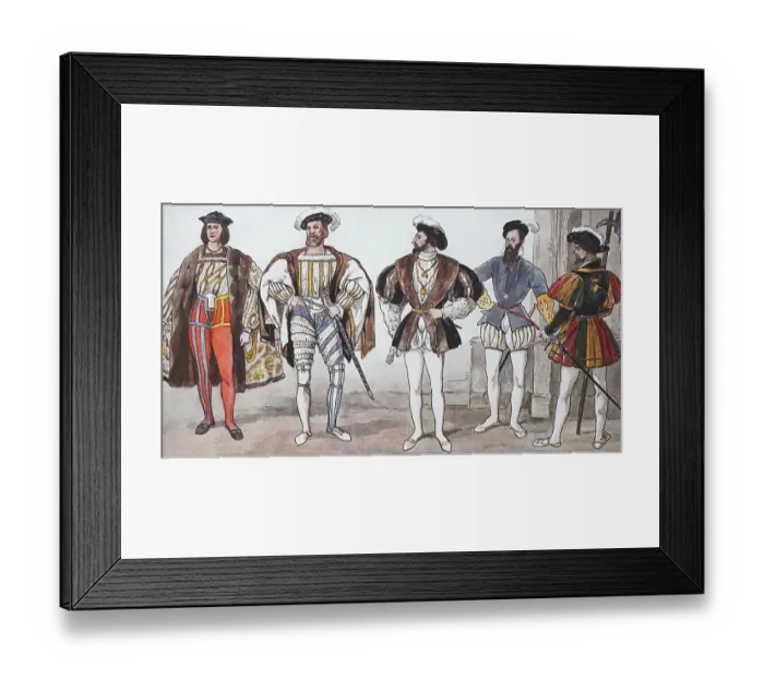 Framed Print : Clothing, fashion in France at the time of the Renaissance c Framed Print : Clothing, fashion in France at the time of the Renaissance c