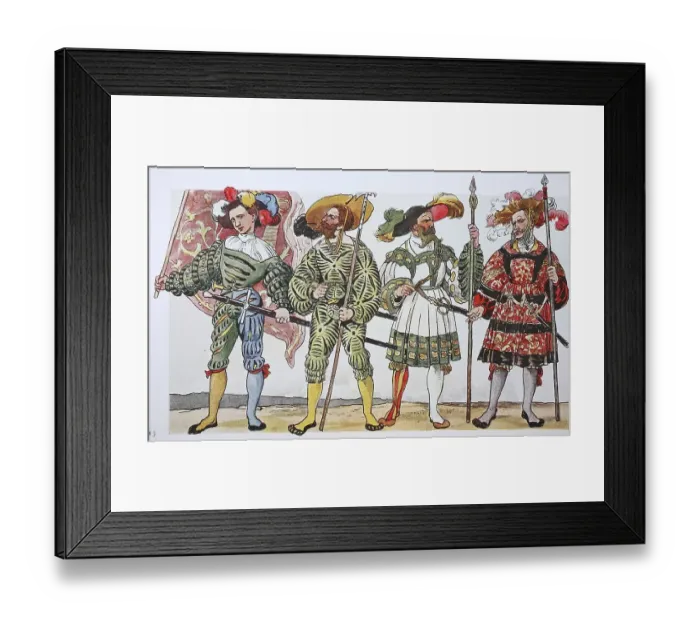 Framed Print : Clothing, c. 150-1540, the slashed costume Framed Print : Clothing, c. 150-1540, the slashed costume