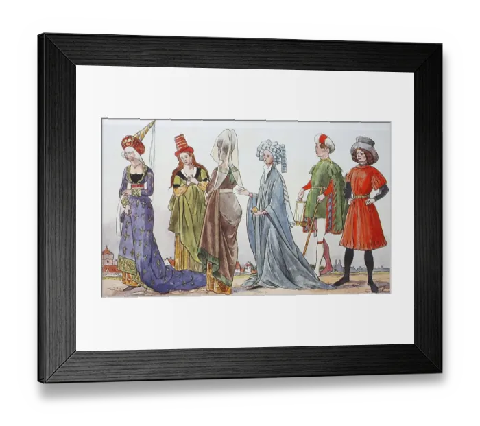 Framed Print : Clothing, fashion in Germany under Burgundian influence from 1410-1460 Framed Print : Clothing, fashion in Germany under Burgundian influence from 1410-1460