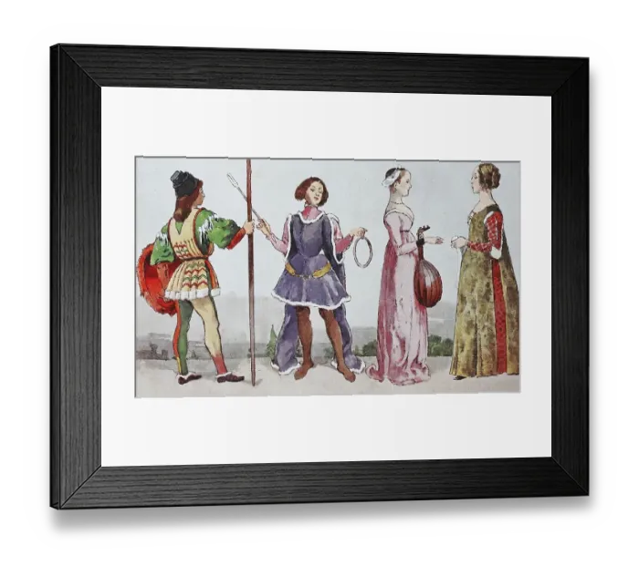 Framed Print : Clothes, at the time of the early Renaissance c Framed Print : Clothes, at the time of the early Renaissance c