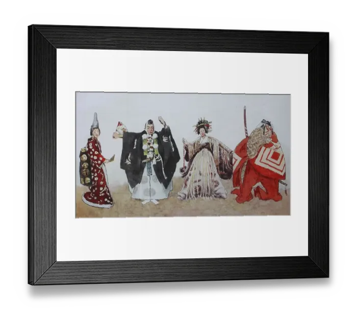 Framed Print : Clothing, Japanese actor figures of the old Japanese stage