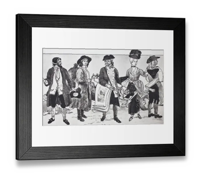 Framed Print : Fashion, clothing in Austria, Viennese merchants around 1775 Framed Print : Fashion, clothing in Austria, Viennese merchants around 1775