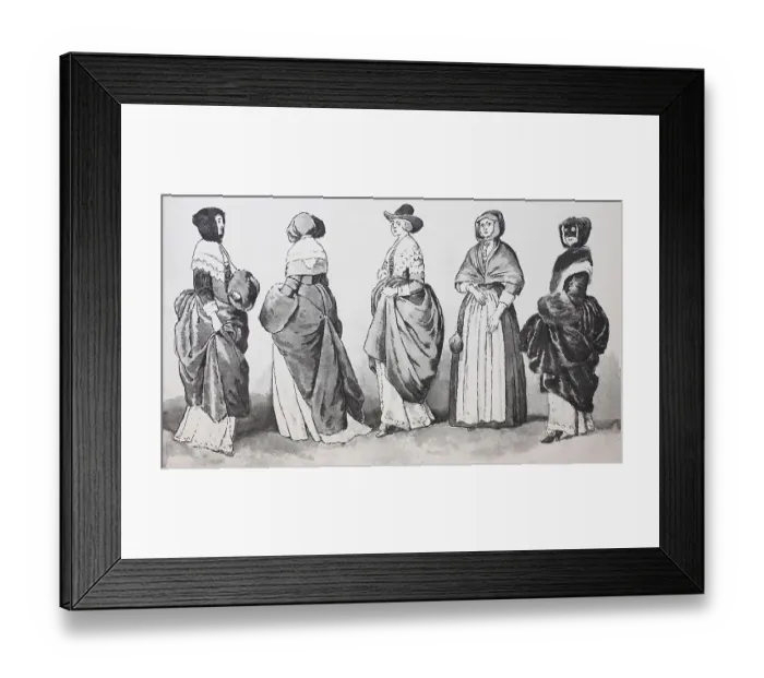 Framed Print : Fashion, clothing in England around 1640