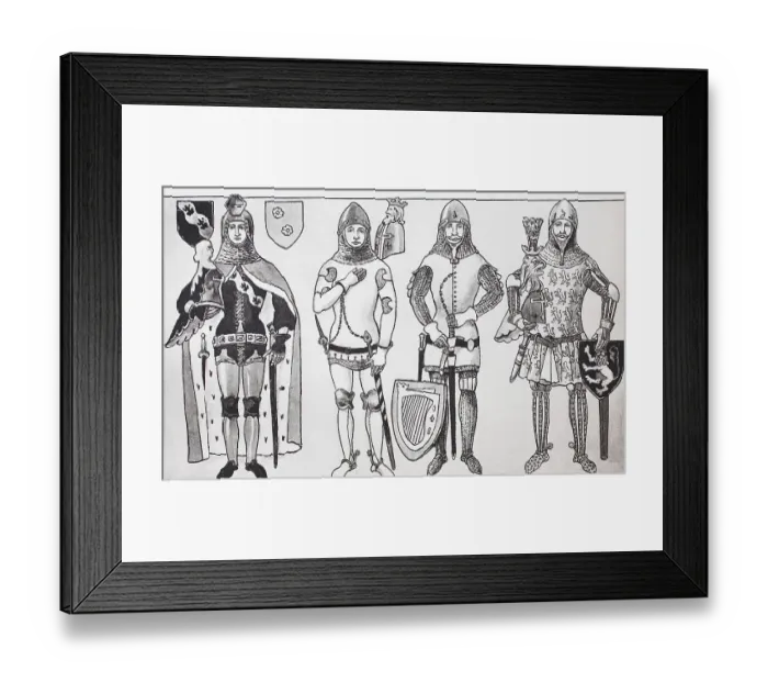 Framed Print : Fashion, clothing, German Knights costumes in the 14th century Framed Print : Fashion, clothing, German Knights costumes in the 14th century
