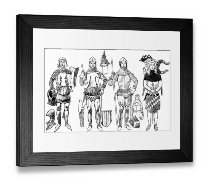 Framed Print : Fashion, Clothing, German knight's costumes in the 14th century