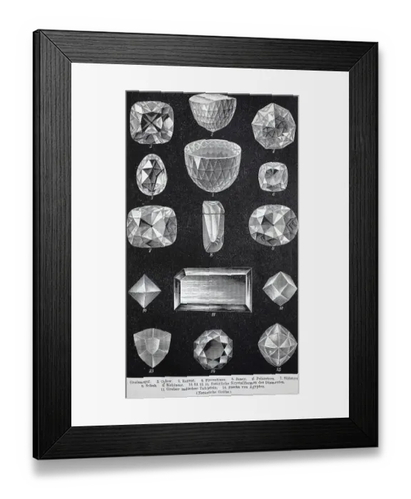 Framed Print : Historical images of various diamonds
