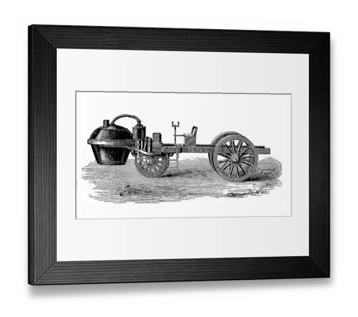 Framed Print : Locomotives from the 18th century: the Cugnot steam car
