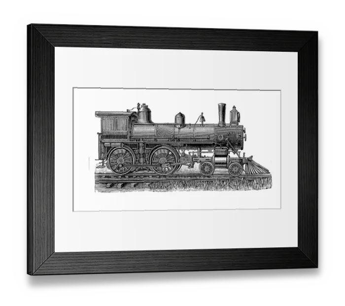 Framed Print : Locomotives from the 19th century: American express locomotive