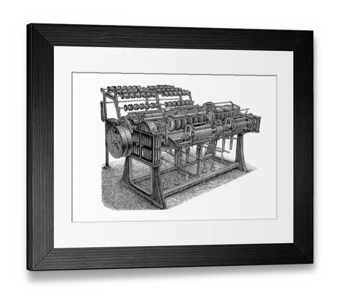 Framed Print : Machines for the production of linen