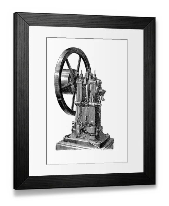 Framed Print : Historical illustration of gas engines Framed Print : Historical illustration of gas engines