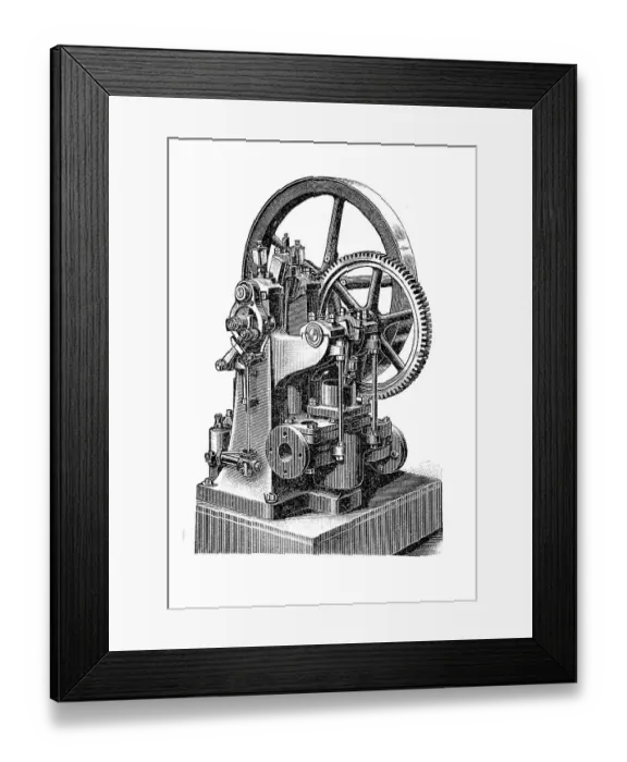 Framed Print : Historical illustration of gas engines Framed Print : Historical illustration of gas engines