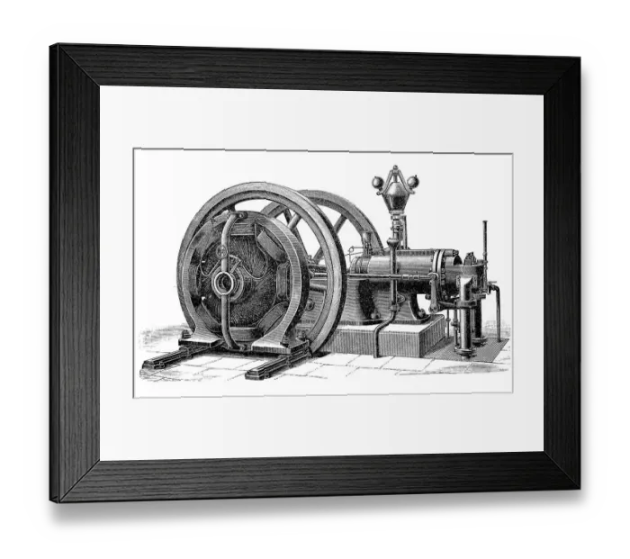 Framed Print : Historical illustration of gas engines