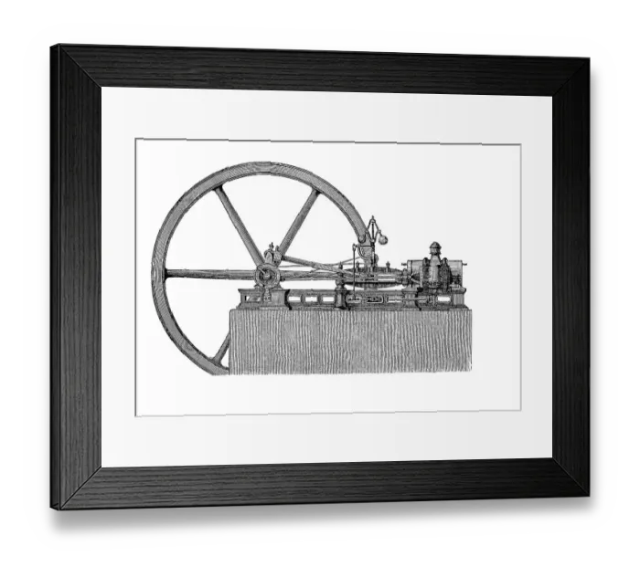 Framed Print : Historical illustration of gas engines