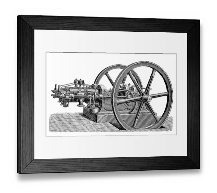Framed Print : Historical illustration of gas engines Framed Print : Historical illustration of gas engines