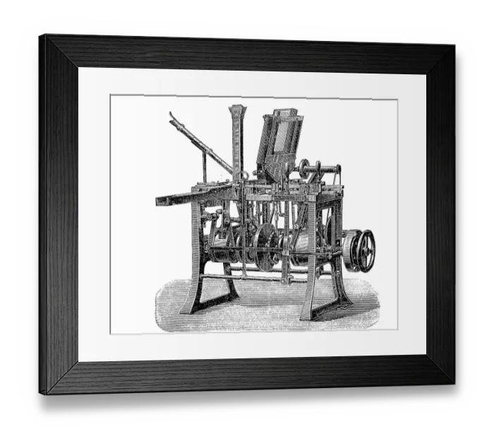 Framed Print : Production of matches, 19th century: Box-filling machine