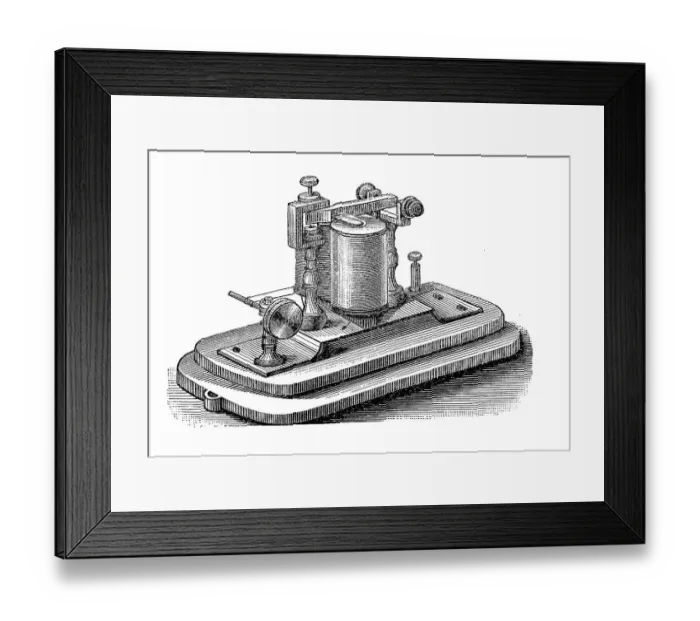 Framed Print : Telegraphy in the 19th century: Morse telegraph by Day & Comp