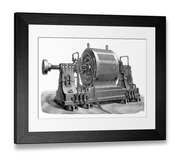 Framed Print : Electric generators in the 19th century