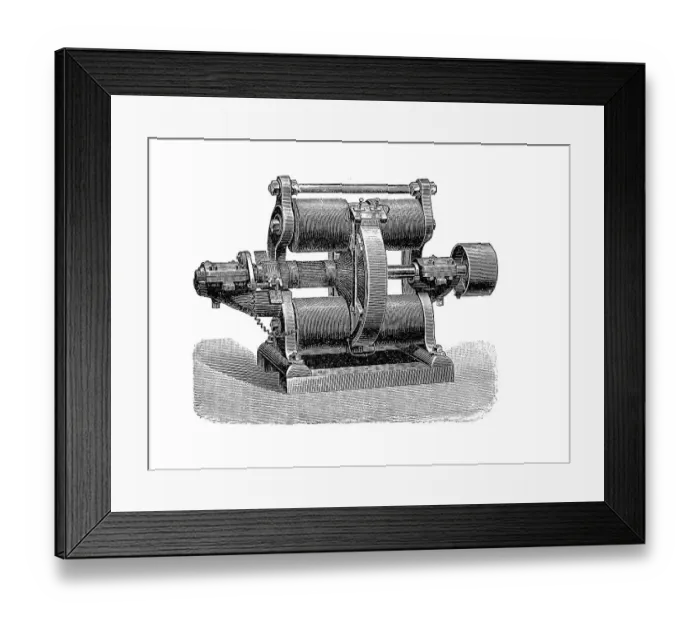 Framed Print : Electric generators in the 19th century