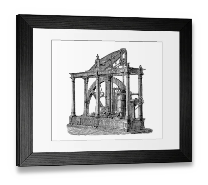 Framed Print : Steam engines of the 19th century: Machine with balancer according to Watt